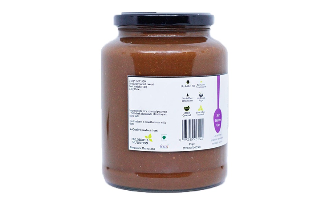 All Over Nuts 75% Dark Chocolate Peanut Butter Crunchy   Glass Jar  1 kilogram